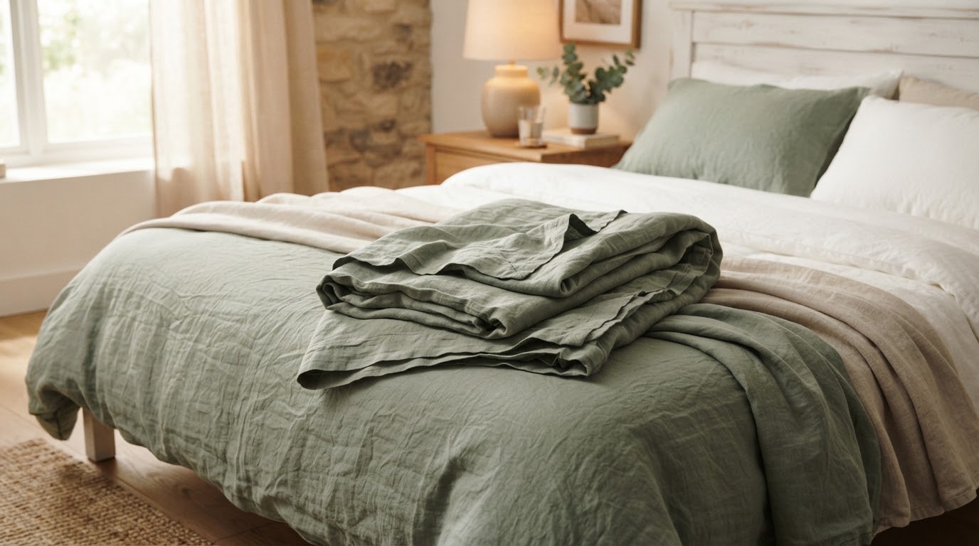 Stonewashed Linen Sheet — Queen Size Fitted Sheet